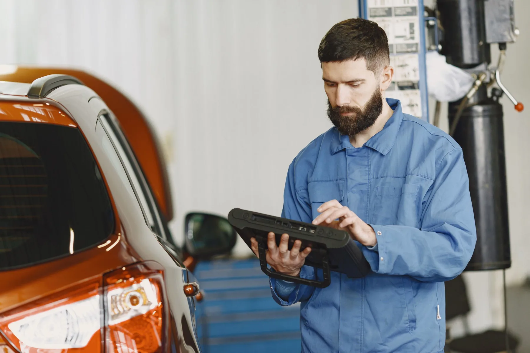 A technician at work in the Westfield Garage workshop